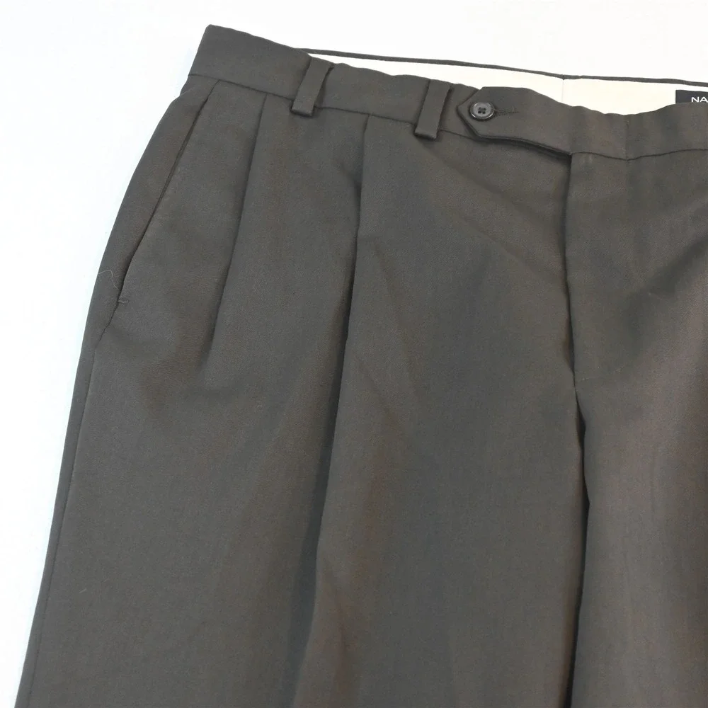 Vtg Y2K Boxy 2000s 44R 36x30 Dark Green‎ 100% Wool Mens Jacket Pants Suit
